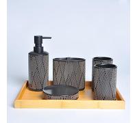 CQIKRWGWS Ensemble de Salle de Bain en céramique, gobelet pour Le Lavage de la Bouche, Porte-Brosse à Dents, boîte à Cotons-tiges, kit de Salle de Bain