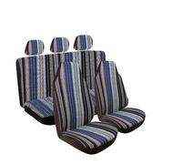 CQRBNE Housses de siège Housses Siège Auto À Rayures Ensemble Complet avec Coussinets Ceinture Sécurité Housse Volant Housses Siège Universelles Couverture de siège de Voiture(Blue)