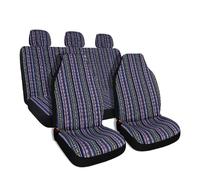 CQRBNE Housses de siège Housses Siège Auto À Rayures Ensemble Complet avec Coussinets Ceinture Sécurité Housse Volant Housses Siège Universelles Couverture de siège de Voiture(Green Purple)