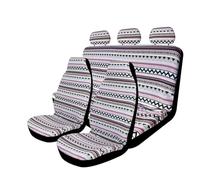 CQRBNE Housses de siège Housses Siège Auto À Rayures Ensemble Complet avec Coussinets Ceinture Sécurité Housse Volant Housses Siège Universelles Couverture de siège de Voiture(Pink White)