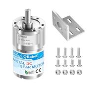 CQRobot 6.25:1 Metal DC Geared-Down Motor 37Dx49.8L mm 6V or 12V with Mounting Bracket Kit. 6V-7W-800RPM-1.7 kg.cm(24 oz.in), 12V-12W-1600RPM-3.0 kg.cm(42 oz.in), D-Shaped Output Shaft Long 16mm.