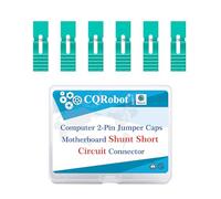 CQRobot Capuchons Cavalier Avec Poignée Connecteur Court-Circuit 2P 2,54 mm | Capuchons Cavalier Avec Poignée 2,54mm Pour Cartes Mères PC, PCB, Cartes DVD HDD, 100 Pièces Vertes, Boîte Plastique PP
