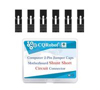CQRobot Capuchons Cavalier Avec Poignée Connecteur Court-Circuit 2P 2,54 mm | Capuchons Cavalier Avec Poignée 2,54mm Pour Cartes Mères PC, PCB, Cartes DVD HDD, 100 Pièces Noires, Boîte Plastique PP