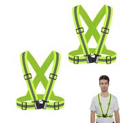 CQXSYTBN Lot de 2 Gilets réfléchissants élastiques Haute visibilité pour vélo, Course et Moto, Gilet de sécurité Ajustable pour Adultes et Enfants, 360° Bandes réfléchissantes