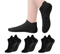 CQXSYTBN Lot de 3 Paires de Chaussettes Antidérapantes Femme Noires, Chaussettes de Yoga et Pilates pour Pâques et Carnaval, Taille 37-40 avec Picots Silicone, Confort et Sécurité à la Maison