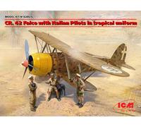 Cr.42 Falco With Italien Pilots En Tropical Uniform 1:3 2 Plastic Model Kit Icm