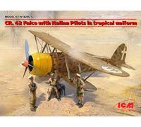 Cr.42 Falco With Italien Pilots En Tropical Uniform 1:3 2 Plastic Model Kit Icm