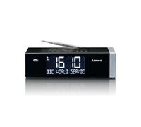 Radio-réveil FM stéréo avec horloge à commande radio et entrée AUX CR-640BK Noir-Argent