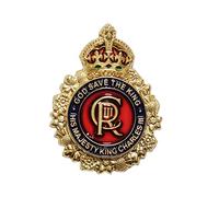 CR God Save the King Charles III Broche de couronnement colorée, Métal