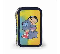 Cr Group Trousse scolaire 3 fermetures éclair avec 45 pièces - STITCH + porte-clés, Fourniture Scolaire, turquoise, dessin animé