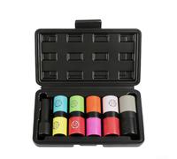 CR-MO Ensemble de manchons de protection de moyeu en acier 80 mm avec design réversible et housse en nylon pour douilles à impact, ensemble de douilles profondes