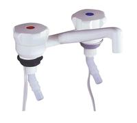 CR-MOESANCO® KIT NOVO Mitigeur Blanc avec Double Entrée et 2 Pinces pour Caravane, Camping-car, Camping-car ou Bateau
