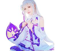 CR ROLECOS Anime Emilia Costume de cosplay Re Life In A Different World From Zero Robe de soubrette Uniforme Halloween Taille M