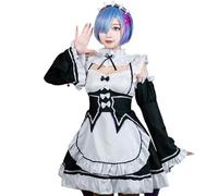 CR ROLECOS Anime Rem Ram Costume de cosplay Re Life In A Different World From Zero Robe de soubrette Uniforme pour Halloween Taille XL