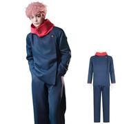 CR ROLECOS Costume de cosplay Itadori Yuji d'anime bleu foncé - Costume complet d'Halloween - Pour carnaval - Taille L