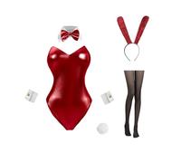 CR ROLECOS Costume de lapin pour femme - Cosplay - Costume de lapin - Avec oreilles - Rouge - Taille XL