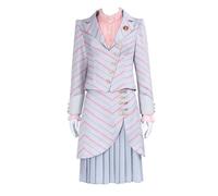 CR ROLECOS Glinda Cosplay Amine Wicked Cosplay Glinda Ensemble d'uniforme scolaire avec gant pour carnaval, Halloween, fête - Bleu rose - Taille L