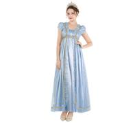 CR ROLECOS Regency Dress Jane Austen Robe victorienne pour fête du thé Blanc, Bleu 2, M