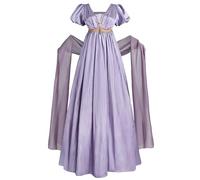 CR ROLECOS Regency Robe pour femme Jane Austen - Empire victorien - Taille haute - Vintage - Avec écharpe - Costume Renaissance - Pour fête, gala, Violet, S