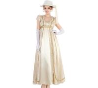 CR ROLECOS Regency Robe pour femme - Taille empire des années 1800 - Jane Austen - Robe victorienne vintage - Robe de bal avec gants, XL