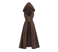 CR ROLECOS Robe corset Renaissance pour femme, costume gothique, médiéval, corset, vintage, robe de fête, Marron-1463, XXL