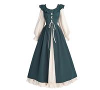 CR ROLECOS Robe médiévale pour femme - Robe de renaissance rétro - Costume victorien - Costume d'Halloween et de carnaval, vert, XL