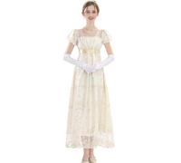 CR ROLECOS Robe Regency Jane Austen Robes de Thé de Style Victorien Blanc, L