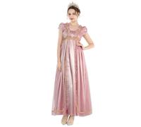 CR ROLECOS Robe Regency Jane Austen Robes de Thé de Style Victorien Blanc, rose-2, XL