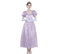 CR ROLECOS Robe Regency Jane Austen Robes de Thé de Style Victorien Blanc, Violet-3, XL