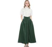 CR ROLECOS Robe victorienne à manches courtes - Vêtement médiéval pour femme - Robe de bal Renaissance - Robe maxi 2 pièces - Robe chemisier édouardienne - Robe de soirée décontractée - Vert - S