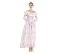 CR ROLECOS Robe victorienne Regency pour femme Bridgerton - Robe de bal bouffante avec gants, Purple-1104b, XXL