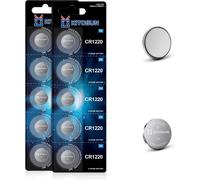 CR1220 Lithium Button Battery 3V - 3 Volt CR 1220 Batteries for Canon PowerShot Camera LED Christmas Necklace Magnifying Glass Watch G Shock Casio (10 Pieces)