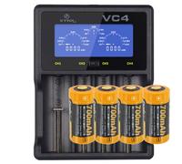 CR123 A Accu Li-ion de 3,6-3,7 volts, 850mAh 4 pièces et chargeur rapide