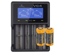 CR123 A Accu Li-Ion de 3,7 volts, 760mAh 2 pièces et chargeur rapide