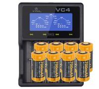 CR123 A Accu Li-Ion de 3,7 volts, 850mAh 8 pièces et chargeur rapide, boîte d'accus