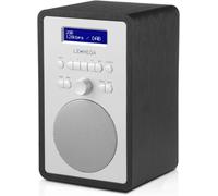 Cr2+Radio Numérique Dab/Dab+/Fm,Boîte En Bois,Double Alarme Et Horloge,Veille/Répétition,20 Stations Préréglées,Casque De Musique,Adaptateur Secteur ¿ Noir Finition Chêne
