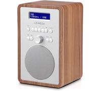 Cr2+Radio Numérique Dab/Dab+/Fm,Boîte En Bois,Double Alarme Et Horloge,Veille/Répétition,20 Stations Préréglées,Casque De Musique,Adaptateur Secteur ¿ Noyer Finition Chêne