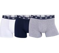 CR7 Boxer Homme, Lot de 3 - Trunks, Organic Coton Stretch Blanc/Gris/Bleu foncé L