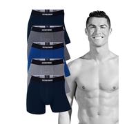 CR7 Underwear Lot de 5 boxers pour homme en coton avec sac de voyage Multicolore, Bleu marine, gris, S