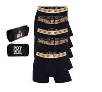 CR7 Underwear Lot de 5 boxers pour homme en coton et microfibre avec sac de voyage, noir et doré, M