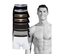 CR7 Underwear Lot de 7 boxers pour homme en coton avec boîte cadeau - Noir, gris et blanc, Noir, gris, blanc, L