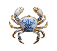 Crab Jewelry Broche en forme de crabe chinoise unisexe Bleu et blanc | Broche en forme de mer pour chemises, costumes, réunions d'affaires, vacances, festival, maison, mariage, fête d'anniversaire