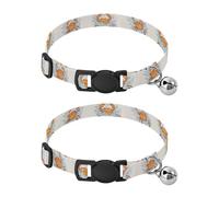 Crab Lot de 2 colliers pour chat avec clochette Beige Orange