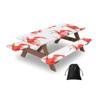 Crab Lot de 3 housses de table de camping avec protections de banc, aquarelle, imperméable, rectangulaire, avec sac de rangement