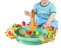 Crab Shape Kids Kitchen Sink Toy With Running Water Faucet | Interactive Pretend Play Washing Sink Set With Fruits, Vegetables & Kitchen Accessories | Battery Powered Educational Role Play Toy For Chi