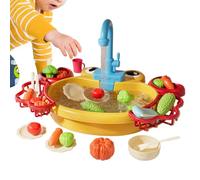 Crab Shape Kids Kitchen Sink Toy With Running Water Faucet | Interactive Pretend Play Washing Sink Set With Fruits, Vegetables & Kitchen Accessories | Battery Powered Educational Role Play Toy For Chi