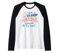 Crabby Return to The Beach Funny Ocean Crabe Saying Beach Fun Manche Raglan
