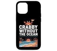 Crabby Without The Ocean Funny Beach Vacation Crab Coque pour iPhone 12/12 Pro