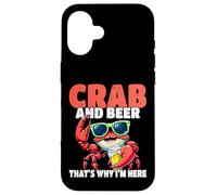 Crabe et bière C'est Pourquoi Je suis Ici Fruits de mer Crabe Manger Coque pour iPhone 16