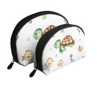 Crabe Mignon de Tortue de mer d’Aquarelle, Trousse de Maquillage Coquille Femme Petit Porte-Monnaie Trousse de Toilette Trousse à cosmétiques 2 pièces